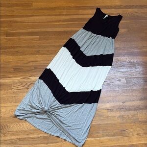 Bellamie Black and Gray Colorblock Maxi Dress